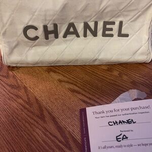 Chanel Quilted Cream Bowler Bag